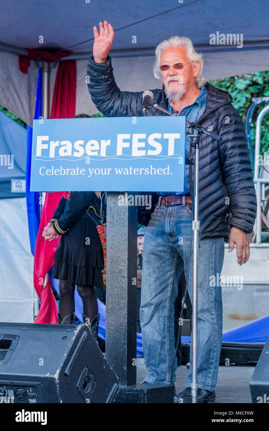 David Suzuki dice addio, Fraser Fest, Vancouver, British Columbia, Canada, Foto Stock