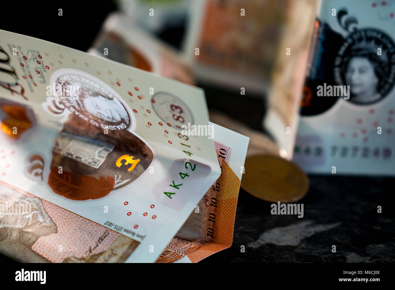 I nuovi dieci pound nota Foto Stock