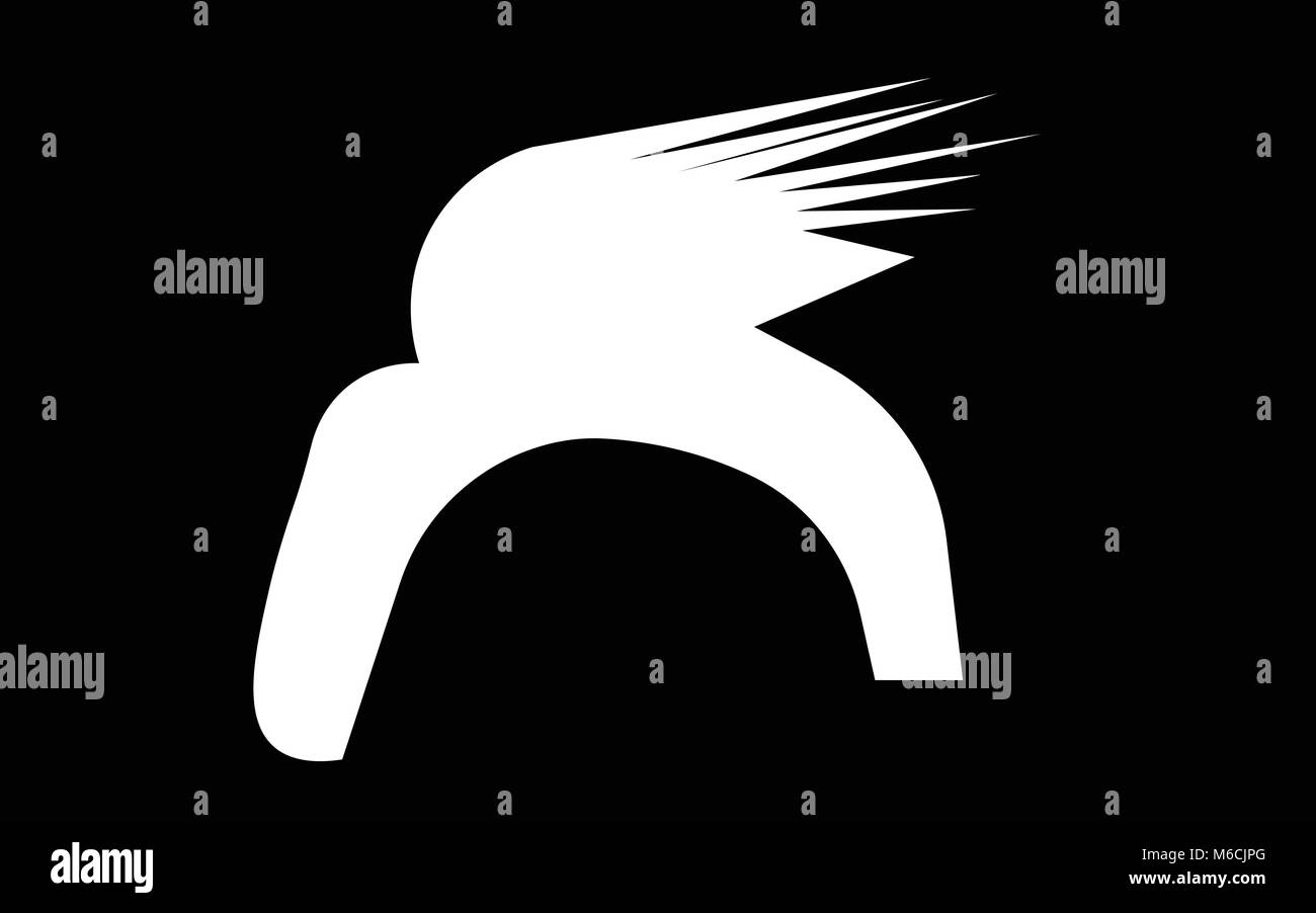 White Donald Trump silhouette di capelli su sfondo nero Illustrazione Vettoriale