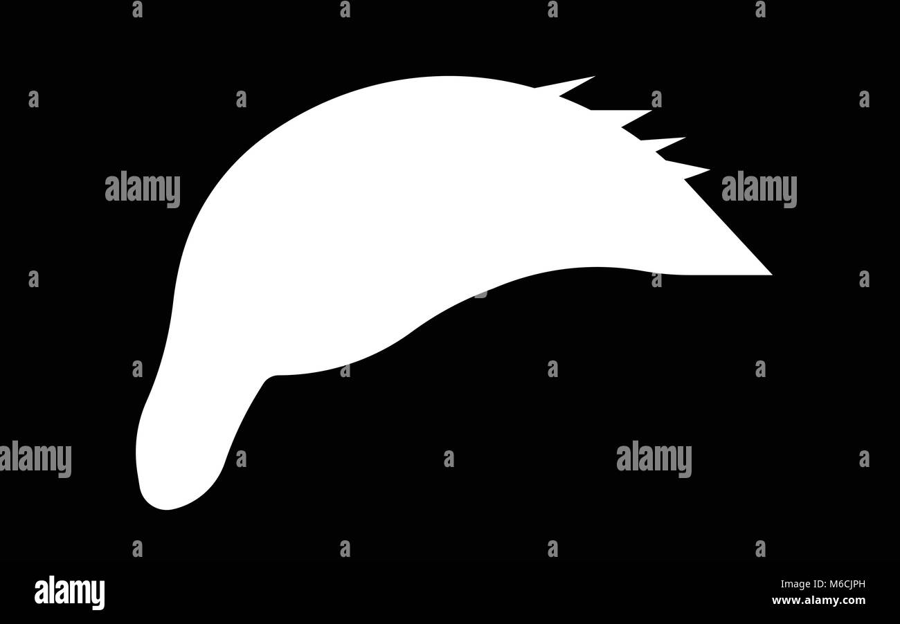 White Donald Trump silhouette di capelli su sfondo nero Illustrazione Vettoriale