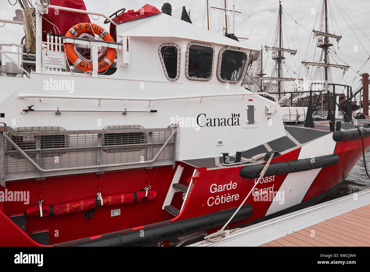 Tappo CCGS Perce una guardia costiera canadese cape motore classe scialuppa di salvataggio, Quebec, Canada Foto Stock