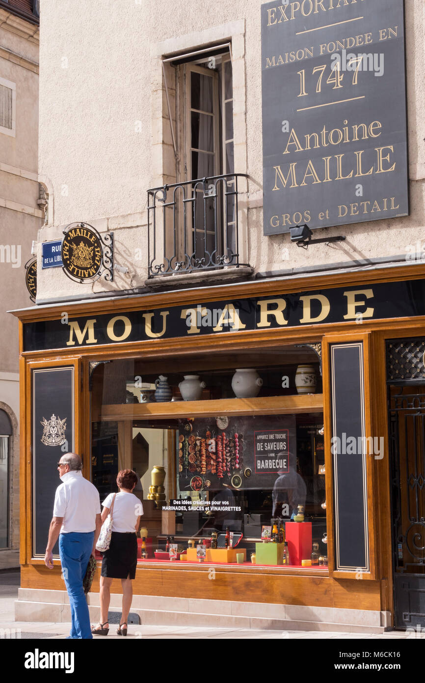 Moutarde Maille shop Dijon Cote d'Or Bourgogne-Franche-Comté Francia Foto Stock