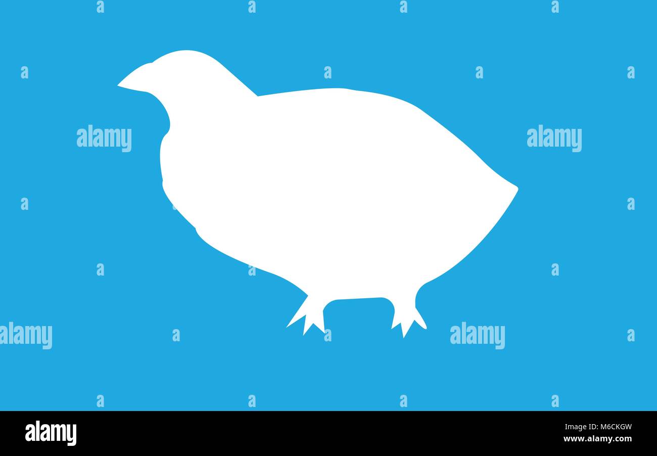 Bianco silhouette di quaglia su sfondo blu Illustrazione Vettoriale