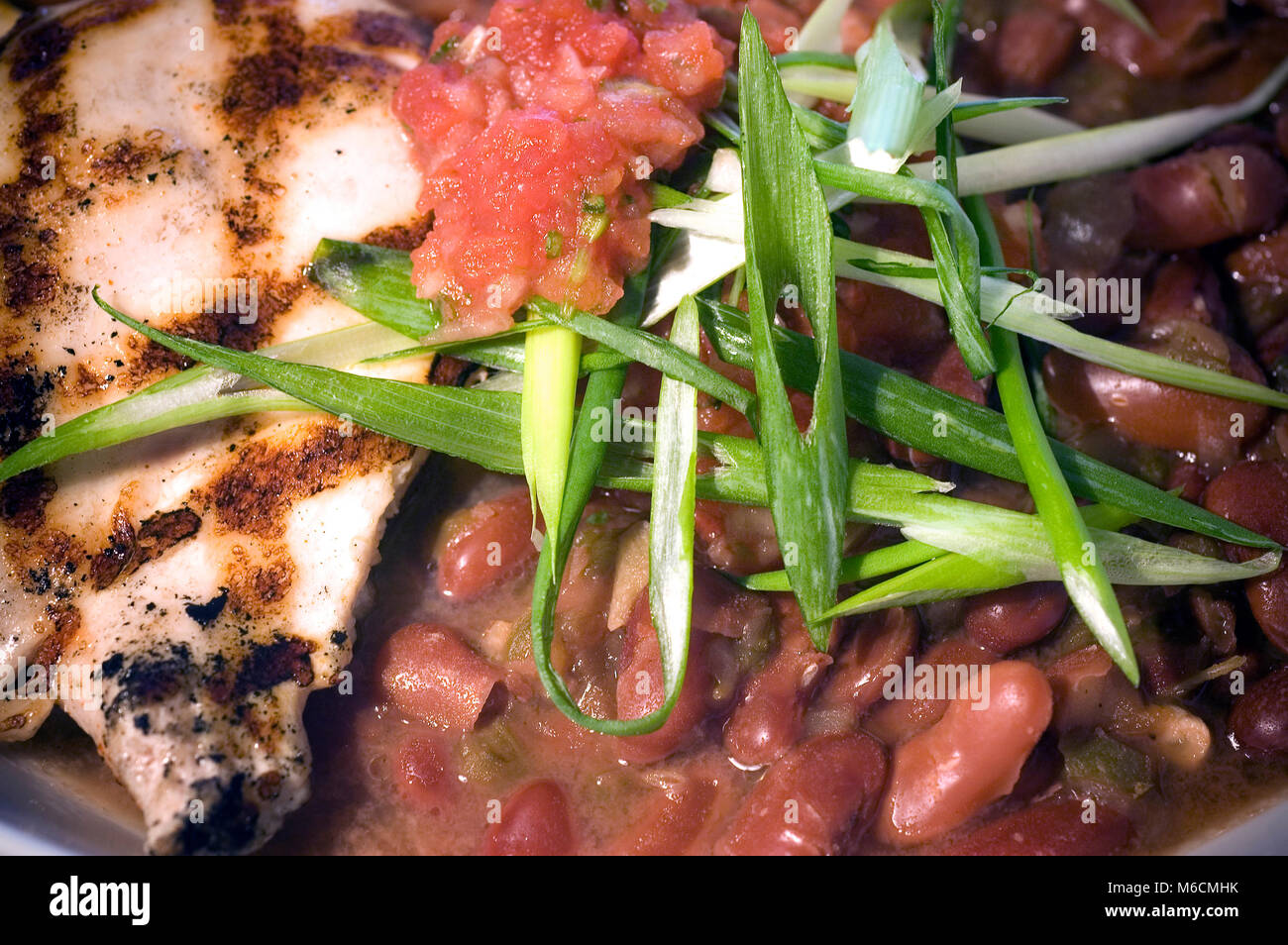 Un riso e fagioli piatto sul menù di Cape Cod ristorante Foto Stock