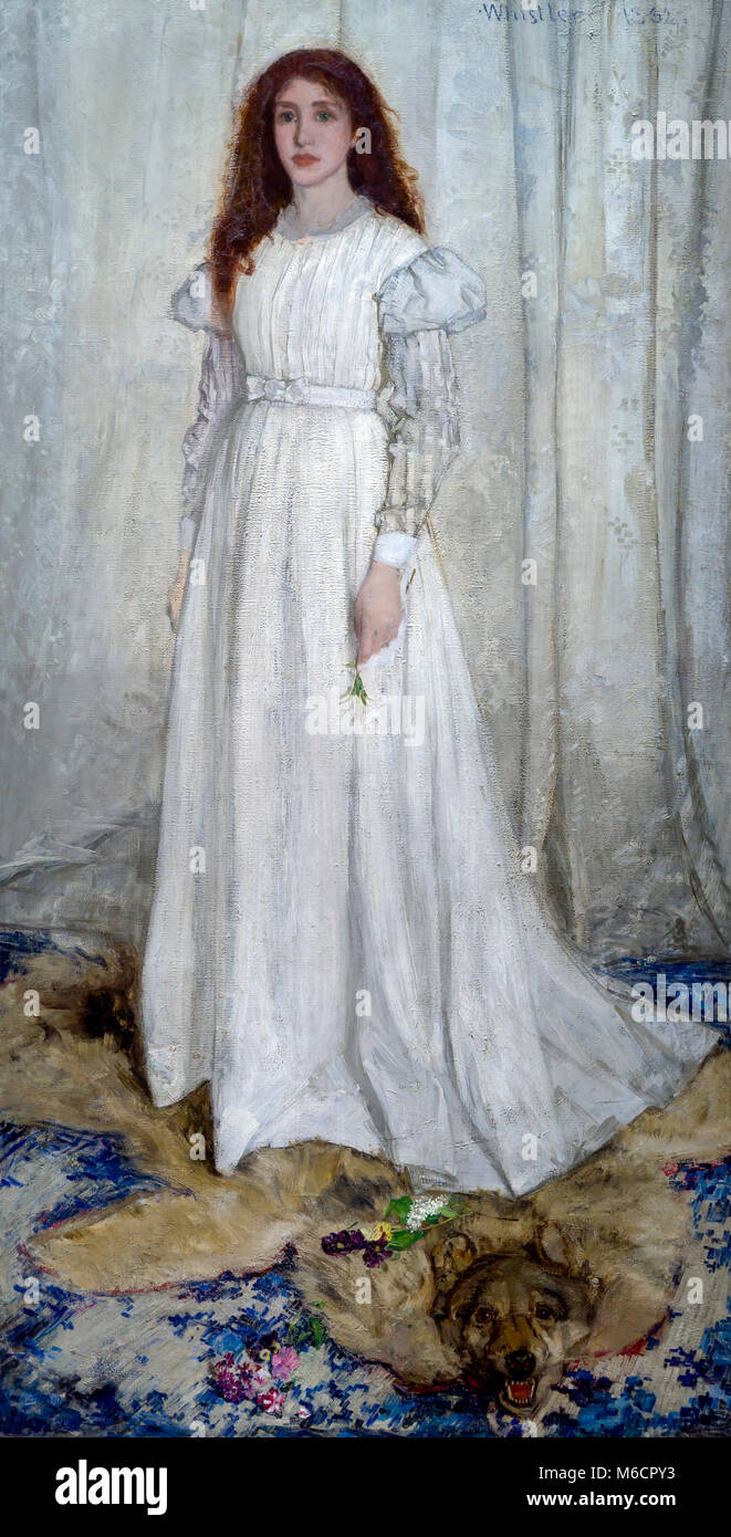 La Ragazza di colore bianco, (Sinfonia in bianco, No. 1), James McNeill Whistler, 1862, National Gallery of Art di Washington DC, USA, America del Nord Foto Stock