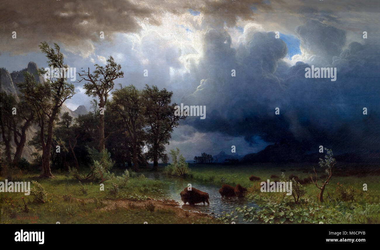 Buffalo Trail: imminente Tempesta, Albert Bierstadt, 1869, National Gallery of Art di Washington DC, USA, America del Nord Foto Stock