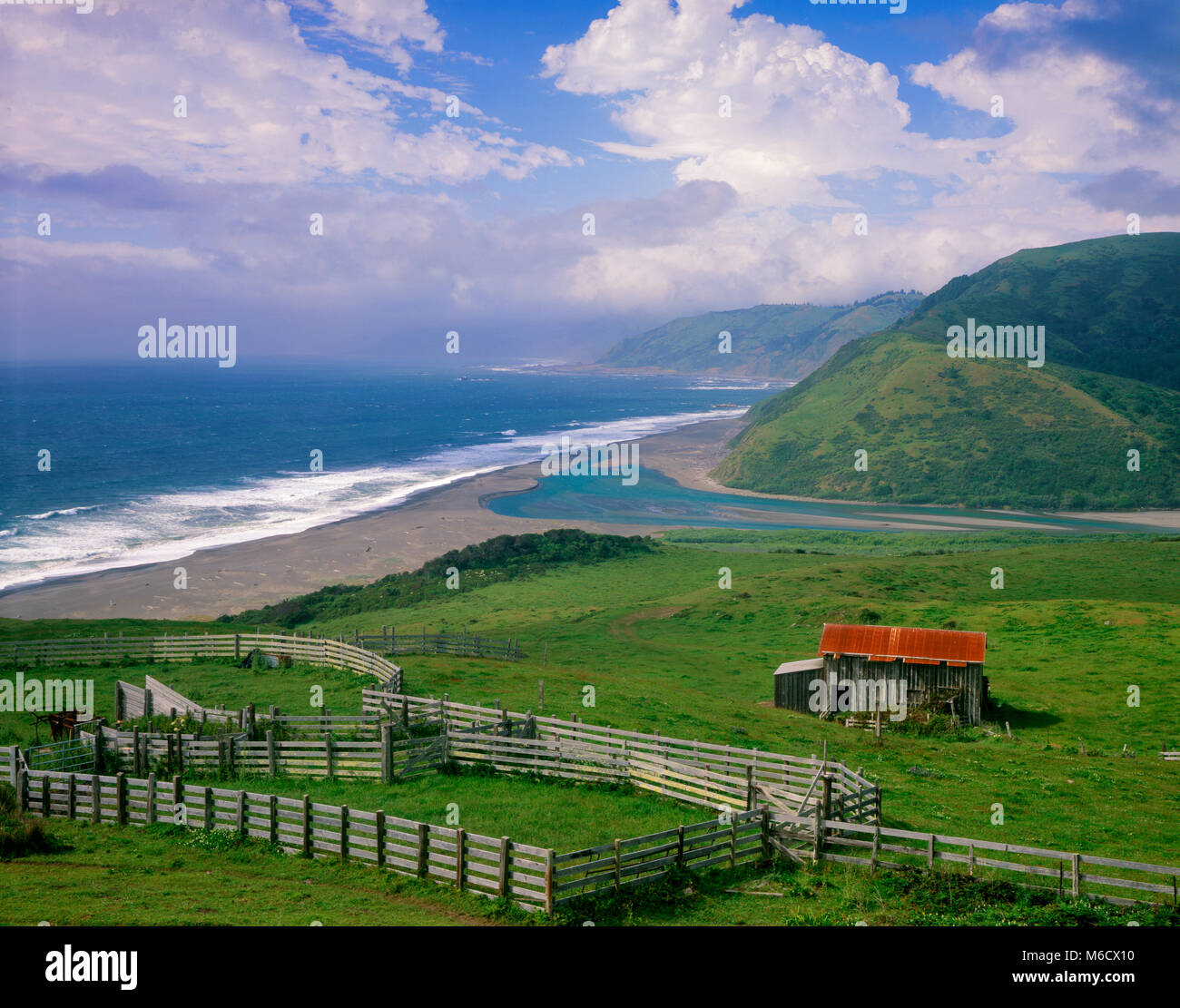 Ranch, bocca di fiume Mattole, gamma King National Conservation Area, Humboldt County, California Foto Stock