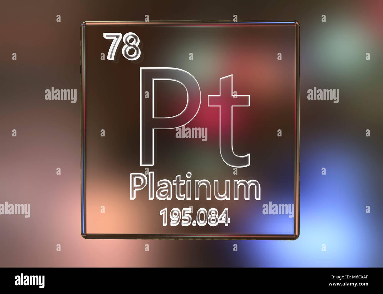 Elemento di platino della tavola periodica, illustrazione del computer. Foto Stock