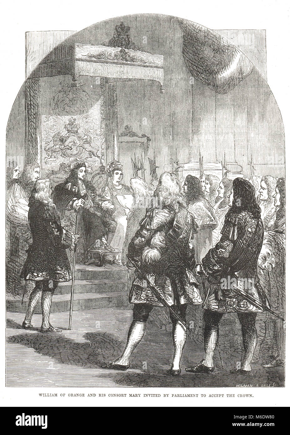 Guglielmo d Orange e consorte Maria invitati ad accettare la corona d'Inghilterra, Convenzione europeo del 1689 Foto Stock