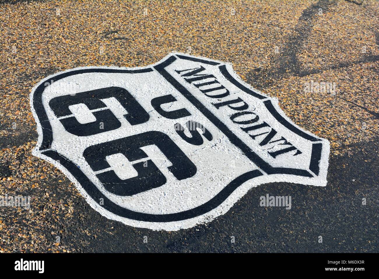 Punto mediano tra Chicago e Los Angeles nella storica Route 66. Foto Stock