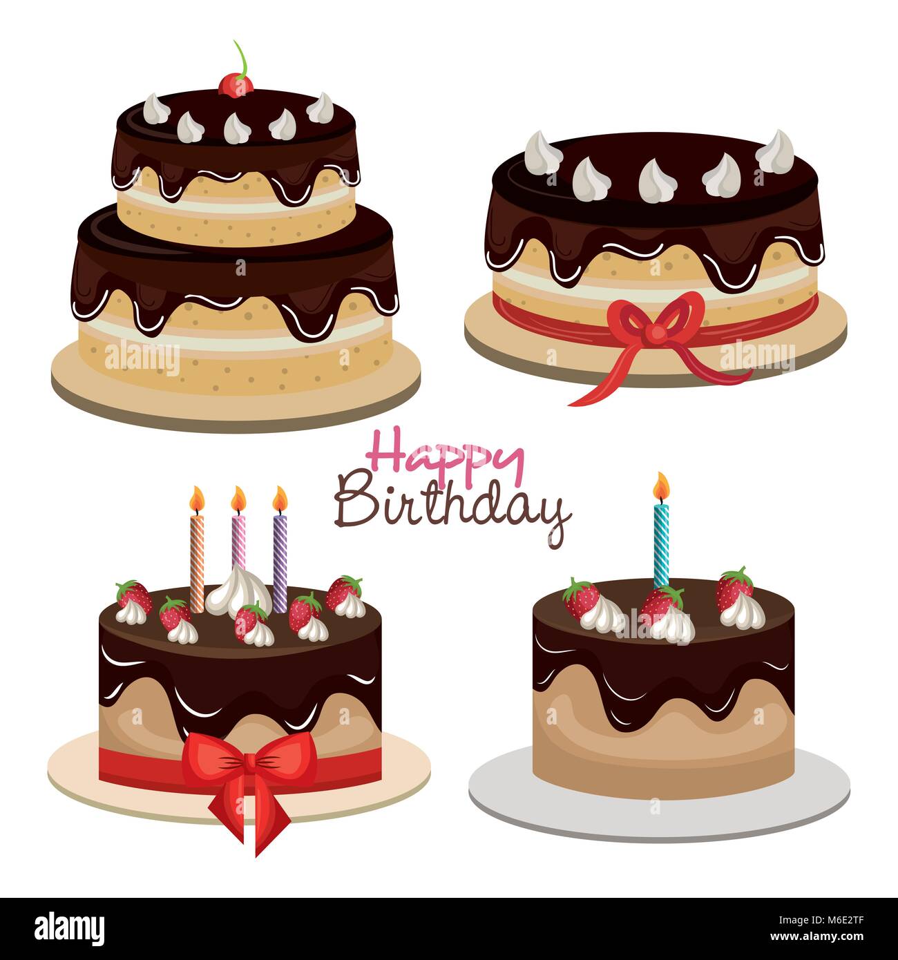 Buon compleanno card con dolci Illustrazione Vettoriale