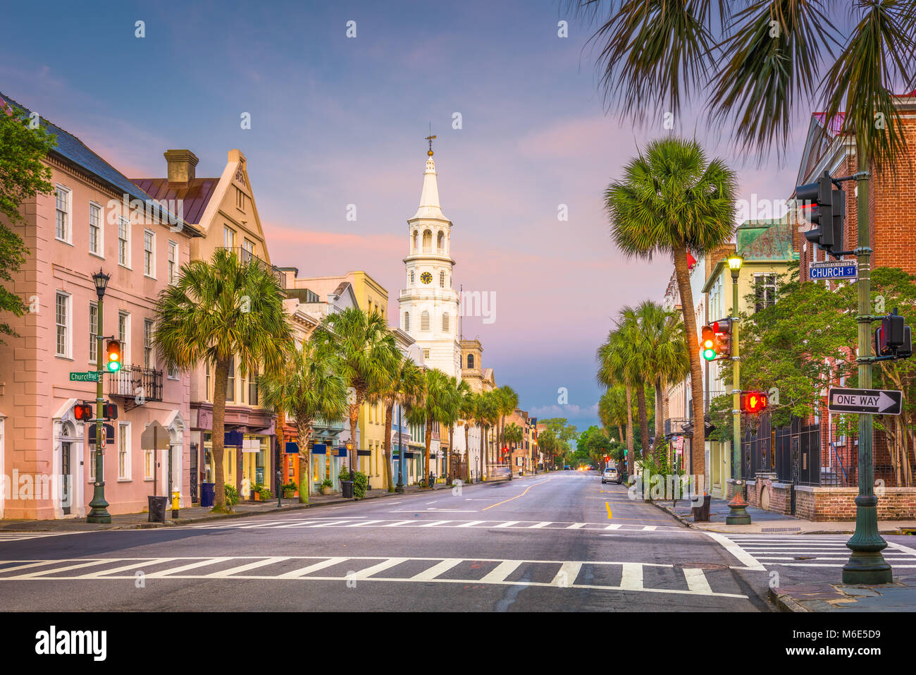 Charleston, Carolina del Sud, Stati Uniti d'America cityscape nello storico quartiere francese. Foto Stock