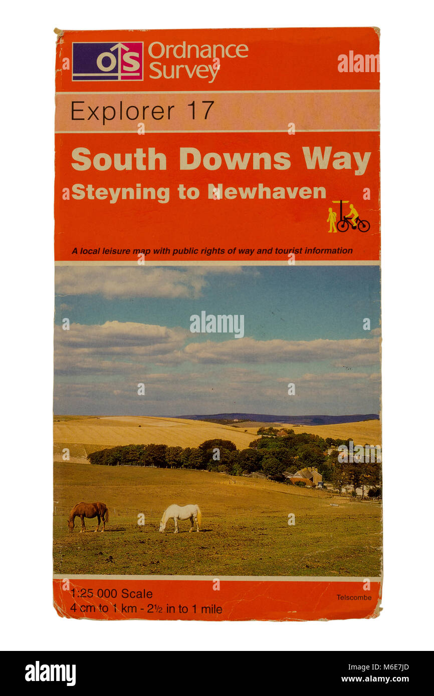 1996 Ordnance Survey Map (Explorer 17) per il South Downs Way - Steyning di Newhaven. Foto Stock