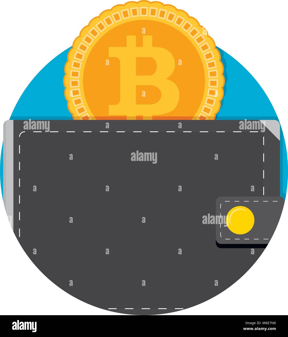 Portafoglio elettronico per bitcoin icona dell'applicazione. Denaro portafoglio bitcoin app, e-wallet etichetta elettronica e badge, illustrazione vettoriale Illustrazione Vettoriale