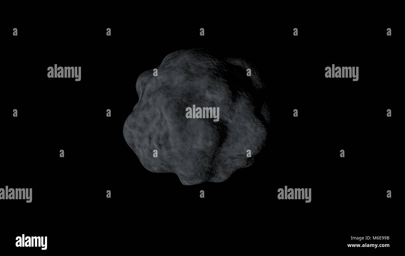 Roccia scura asteroide isolati su sfondo nero Foto Stock
