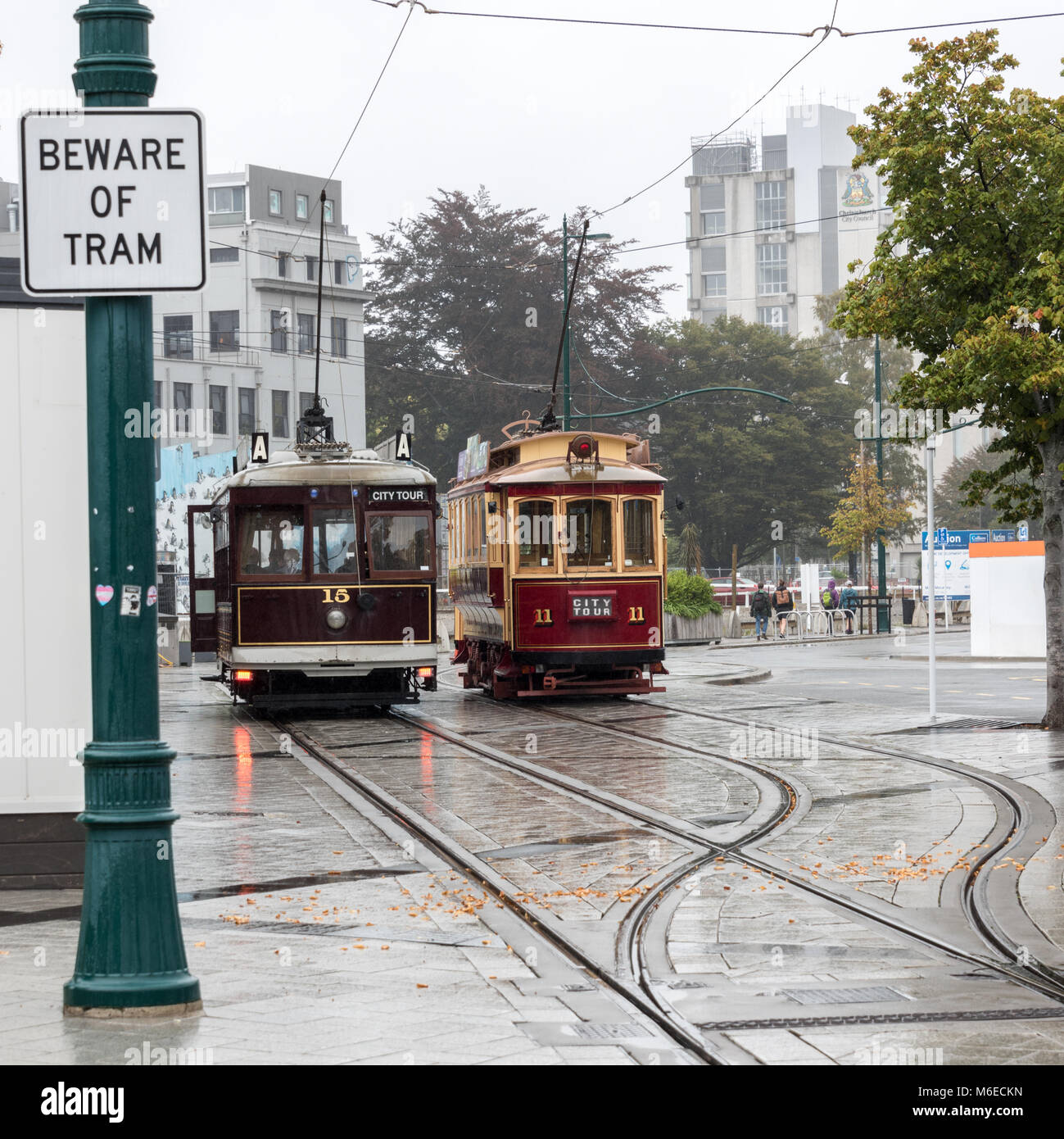 Tram Turistico, Christchurch, Nuova Zelanda Foto Stock