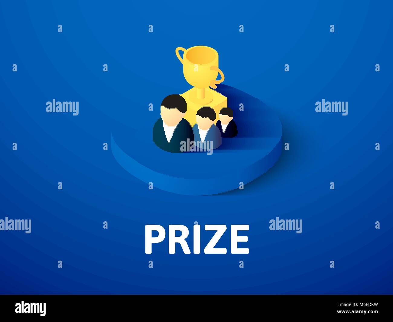 Premio icona isometrica, isolata su uno sfondo colorato Illustrazione Vettoriale