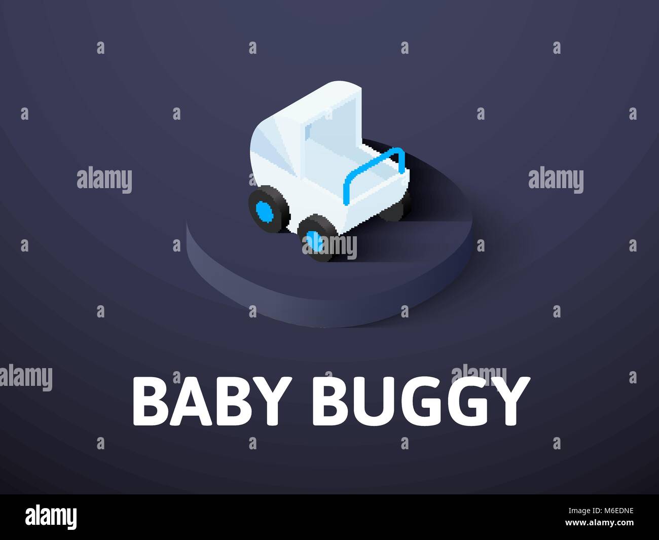 Baby buggy icona isometrica, isolata su uno sfondo colorato Illustrazione Vettoriale