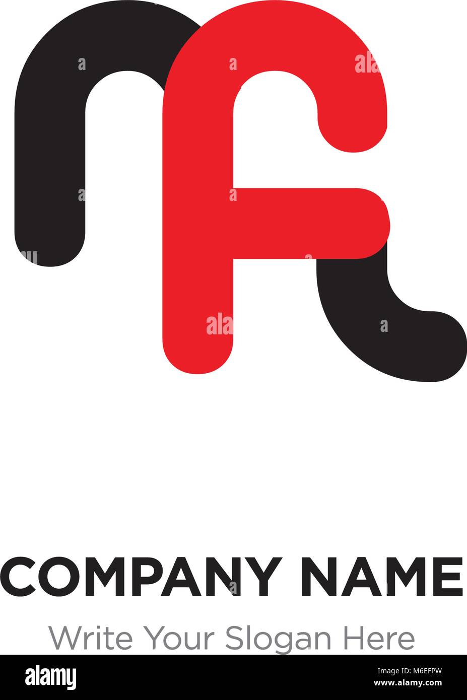 Lettera astratta mf o fm logo design template, nero alfabeto lettere iniziali nome azienda concept. Piatte sottili segmenti di linea collegati gli uni agli altri Illustrazione Vettoriale