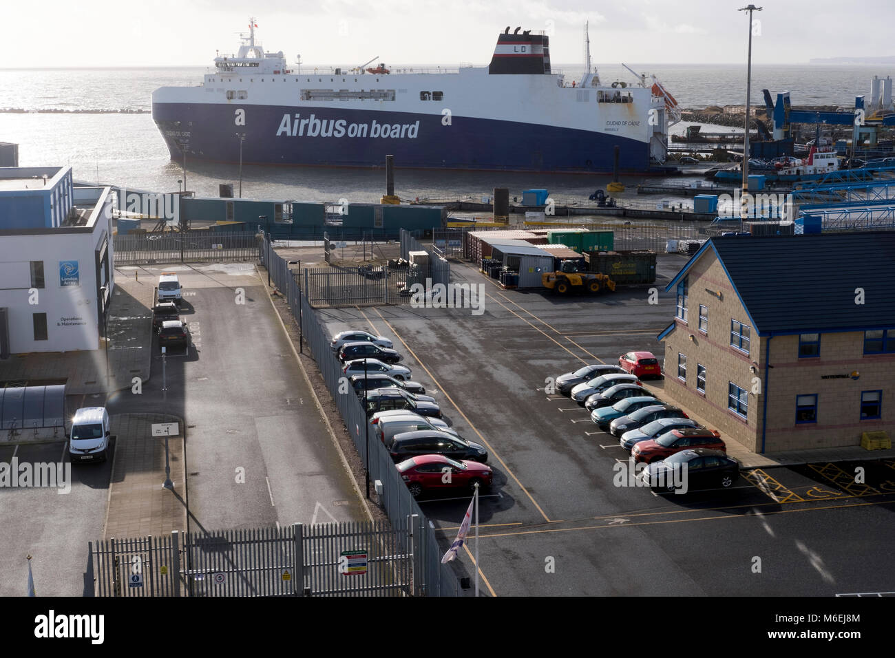 Il Ciudad De Cadiz traghetti roll-on/roll-off in docking Ramsgate porta pezzi per Airbus A380 tra gli stabilimenti in Europa e nel Regno Unito. Foto Stock