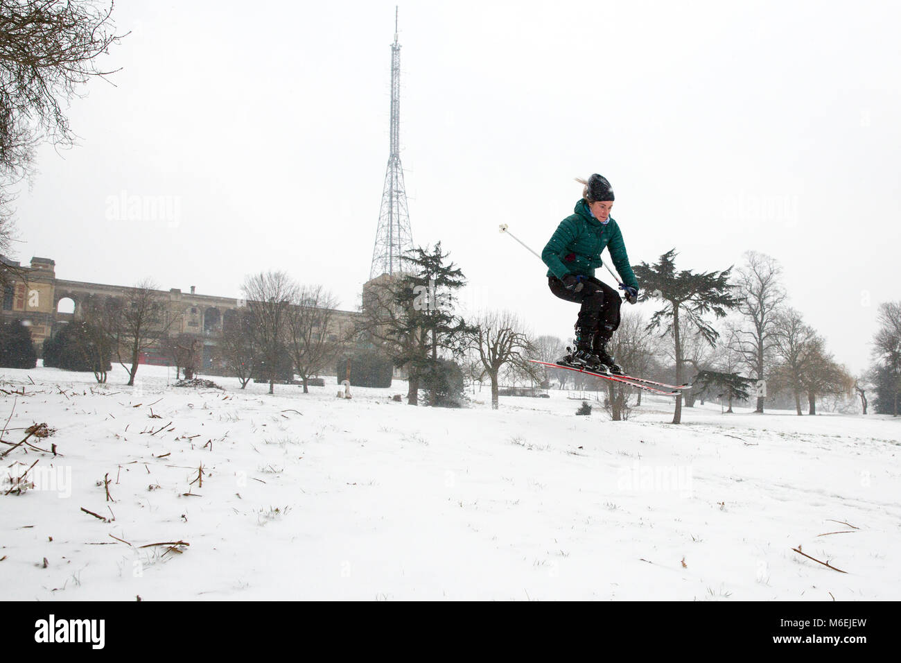 La 'Bestia da est' grave il freddo e la neve fine febbraio e inizio di marzo 2018 Foto Stock