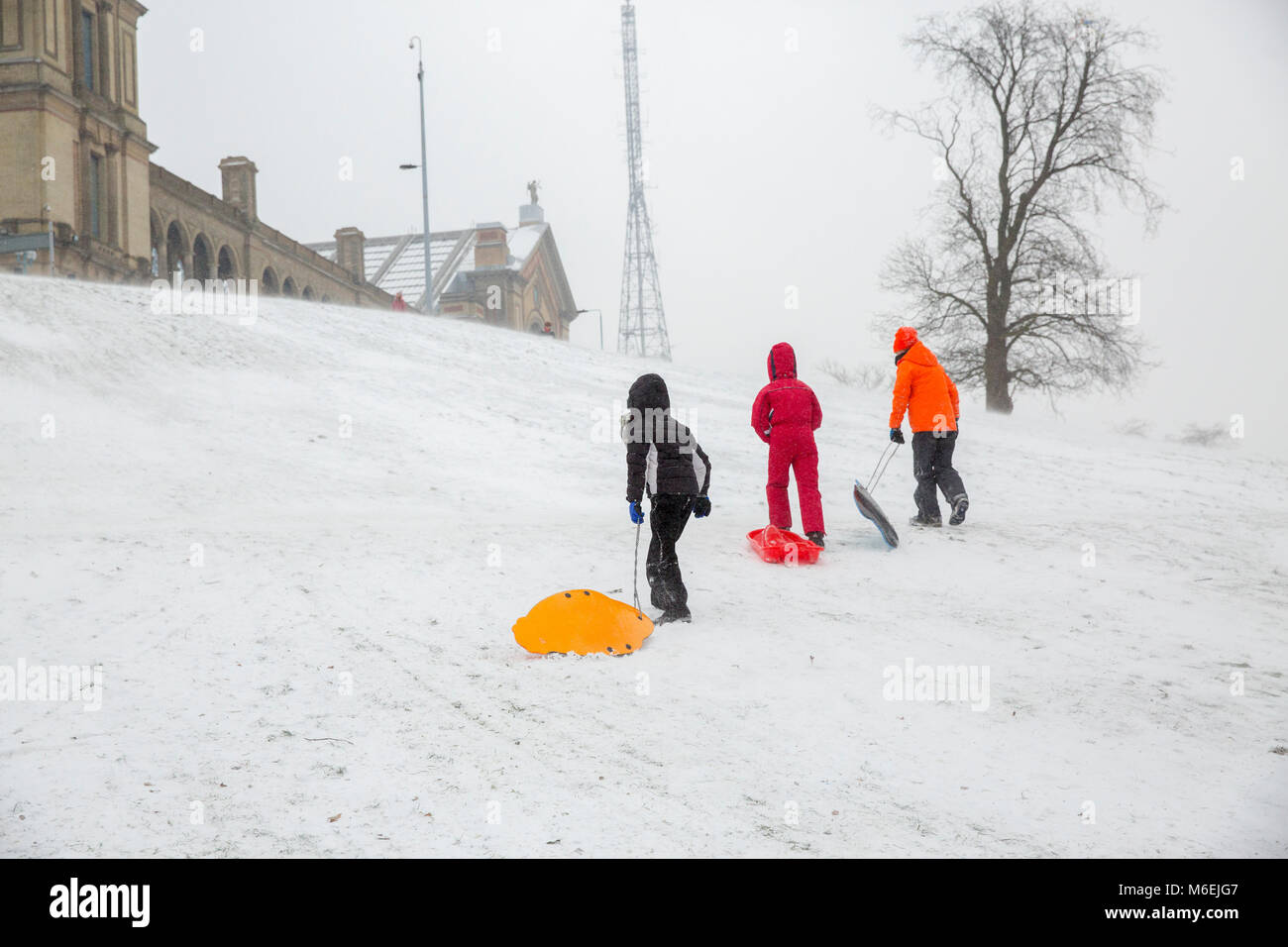 La 'Bestia da est' grave il freddo e la neve fine febbraio e inizio di marzo 2018 Foto Stock