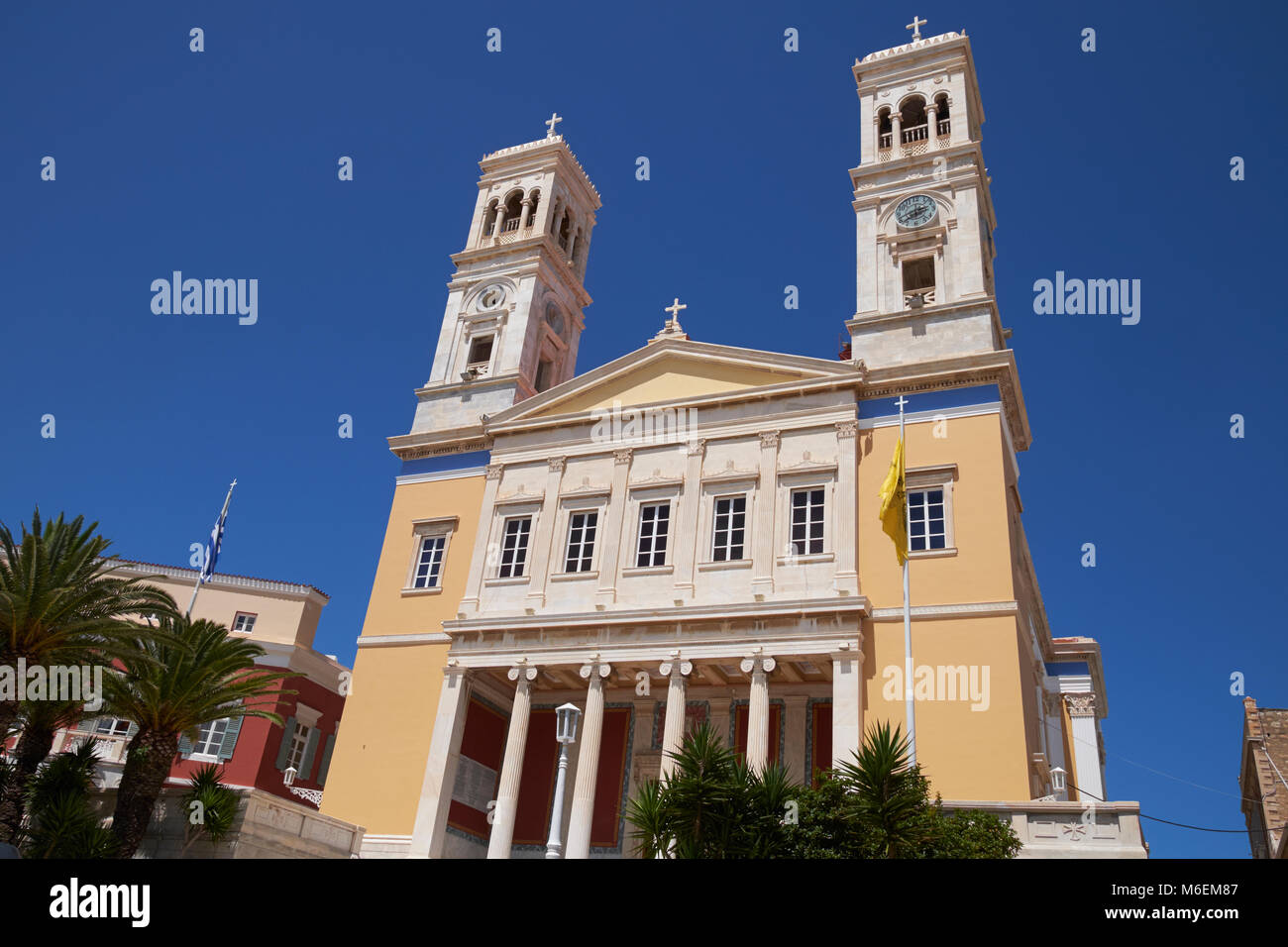 La Chiesa di San Nicola, Ermoupoli, Syros (aka churba o Syra), Cicladi Grecia. Foto Stock