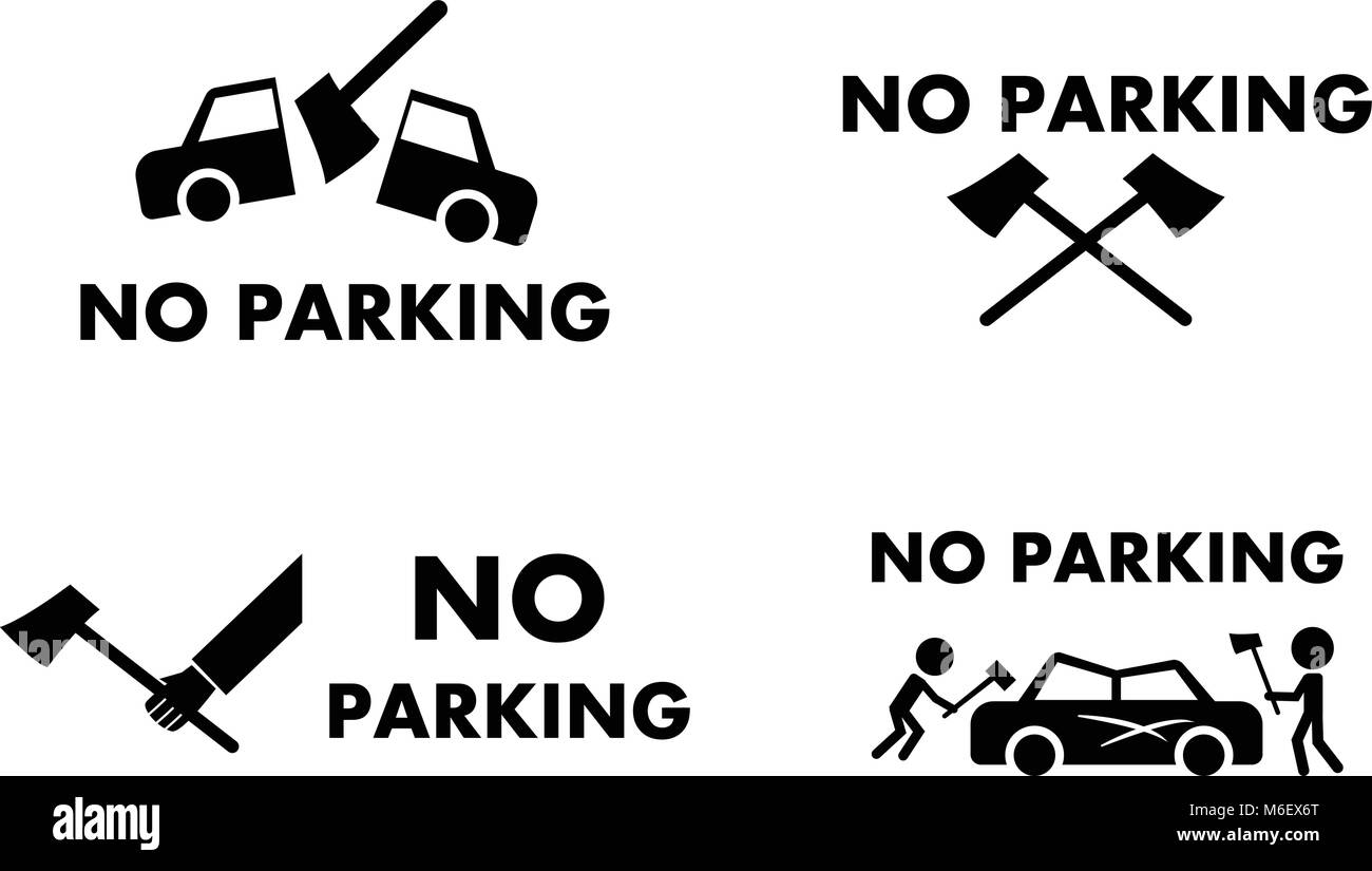 Nessun segno di parcheggio e il simbolo con il concetto di ax ,disegno vettoriale Illustrazione Vettoriale