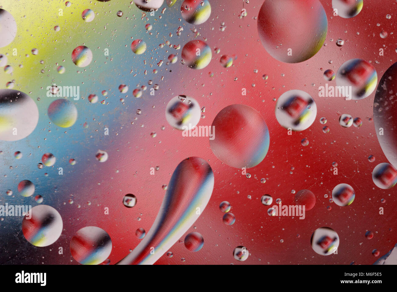 Immagine astratta con cerchi colorati ed informe di corpi su uno sfondo colorato. Foto Stock