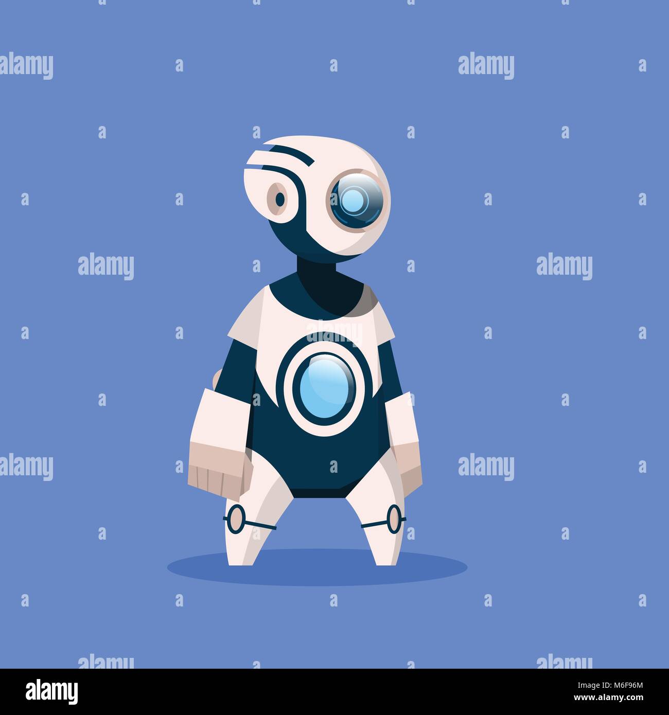 Robot Cyborg carino isolato su sfondo blu moderno concetto di intelligenza artificiale Technology Illustrazione Vettoriale