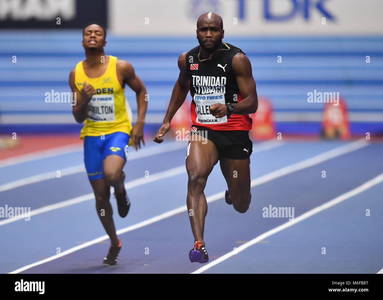 Birmingham, Regno Unito. Il 3° marzo 2018. Emmanuel Callendder (TT) in Uomini 60m Round 1 2/7 durante la IAAF Campionati mondiali Indoor a Arena Birmingham su Sabato, 03 marzo 2018. BIRMINGHAM INGHILTERRA.Credit: Taka Wu/Alamy Live News Foto Stock