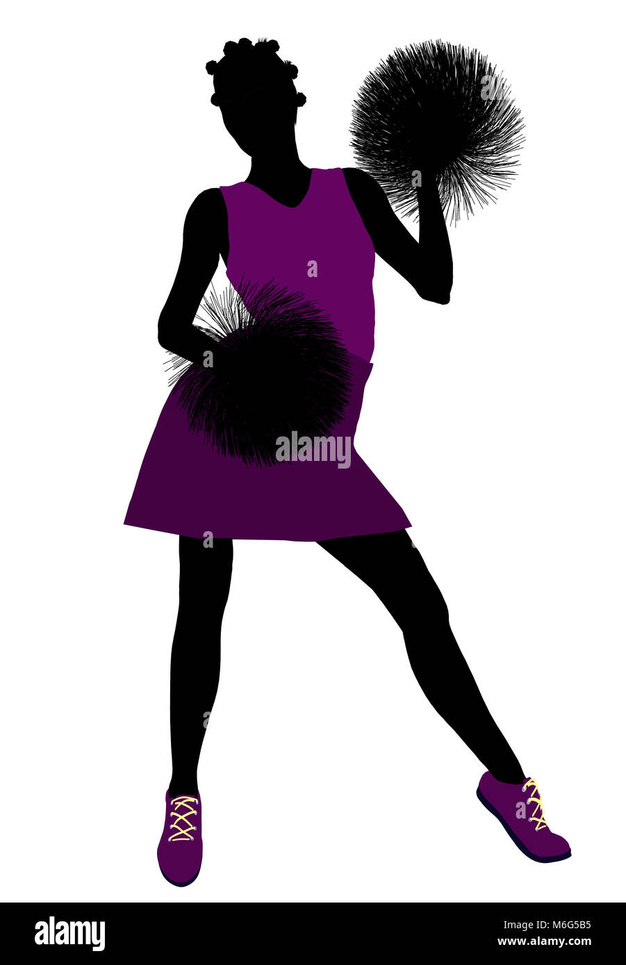 Femmina cheerleader silhouette su uno sfondo bianco Foto Stock