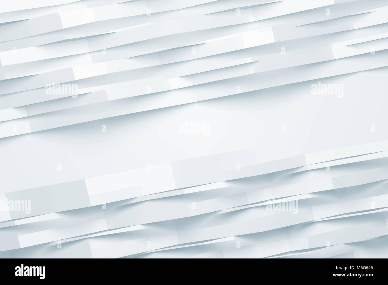 Bianco astratto sfondo digitale, diogonal disegno geometrico, doppia esposizione. 3D render illustrazione Foto Stock