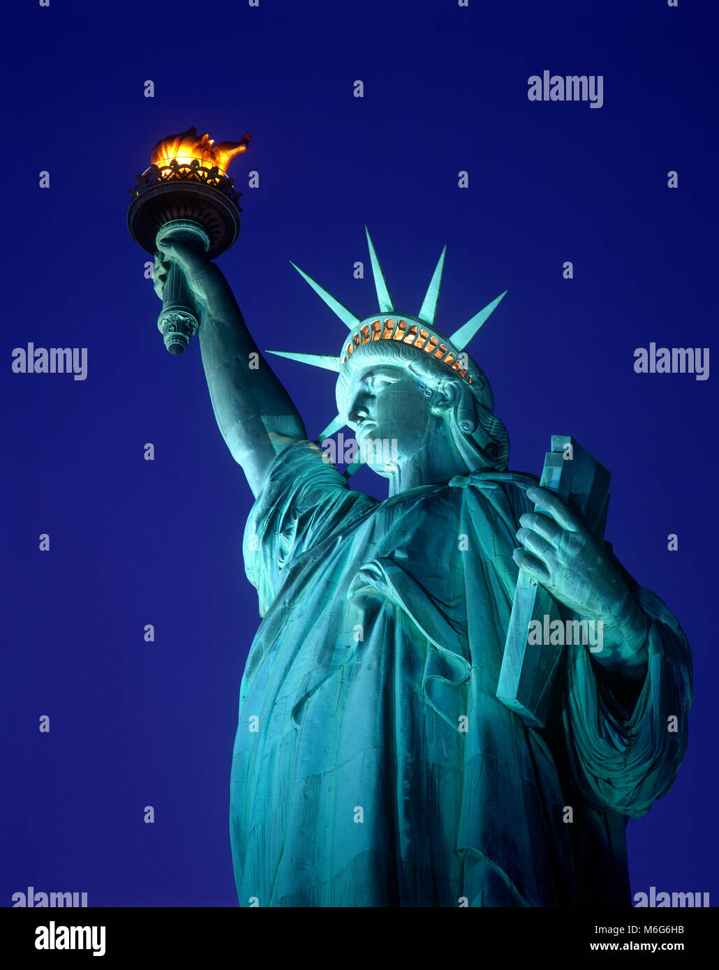 Statua della Libertà di notte, New York Foto Stock