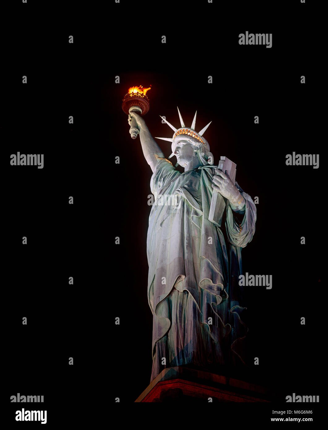 Statua della Libertà di notte, New York Foto Stock