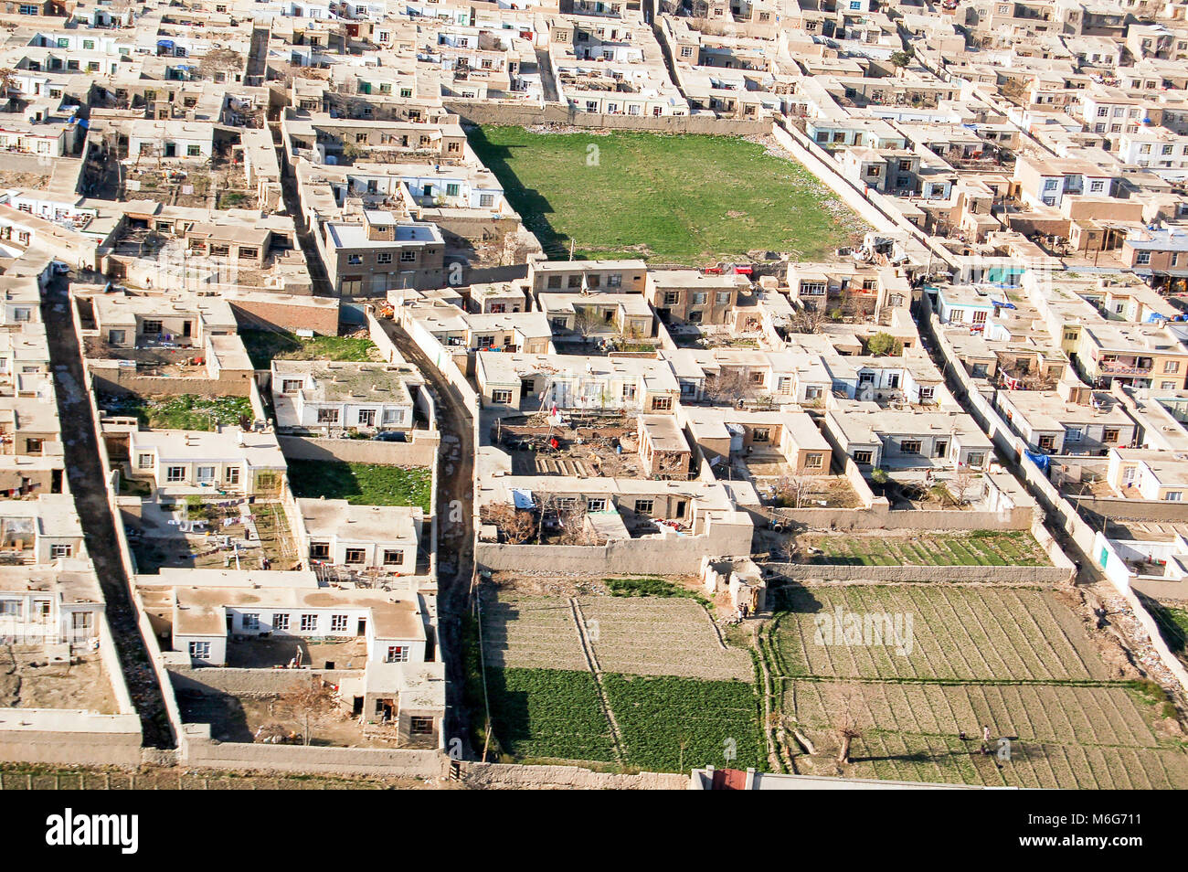 Foto aerea di verde dei campi agricoli in Afghanistan Kabul Foto Stock