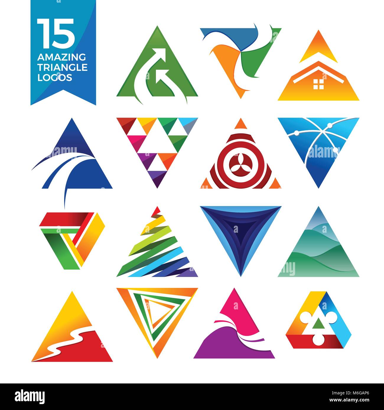 15 Straordinaria forma di triangolo logo simbolo Vector Graphic Design Illustrazione Vettoriale