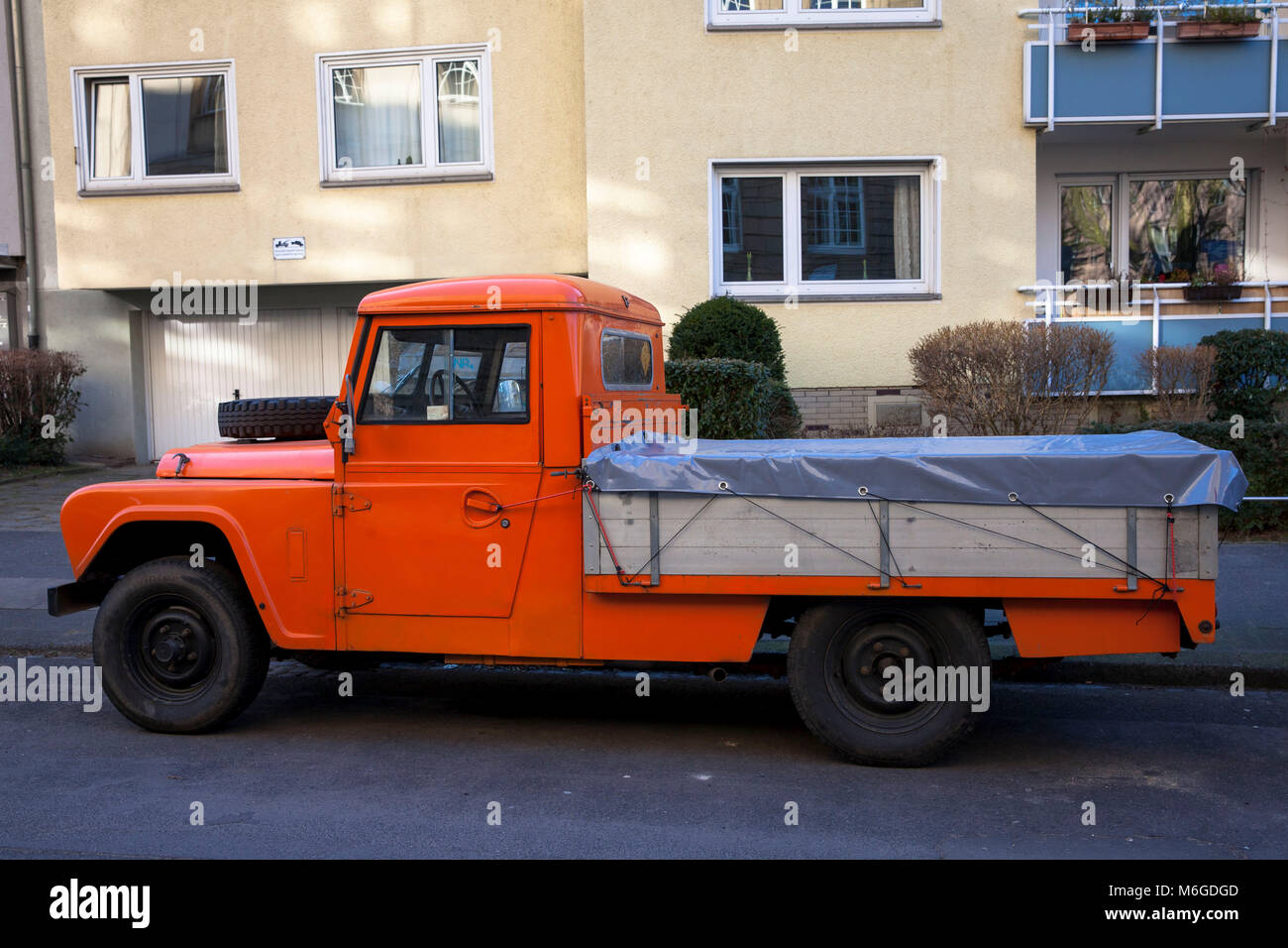 Una Austin Gipsy ritiro, un veicolo fuoristrada dalla Austin Motor Company tra gli anni cinquanta e sessanta, Colonia, Germania. ein Austin Gipsy Pritschenwagen, Foto Stock