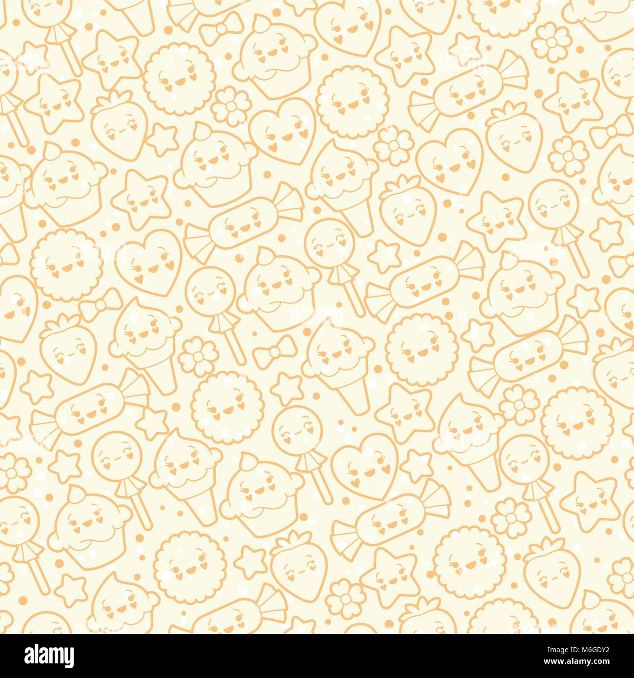 Seamless kawaii pattern con graziosi torte Illustrazione Vettoriale