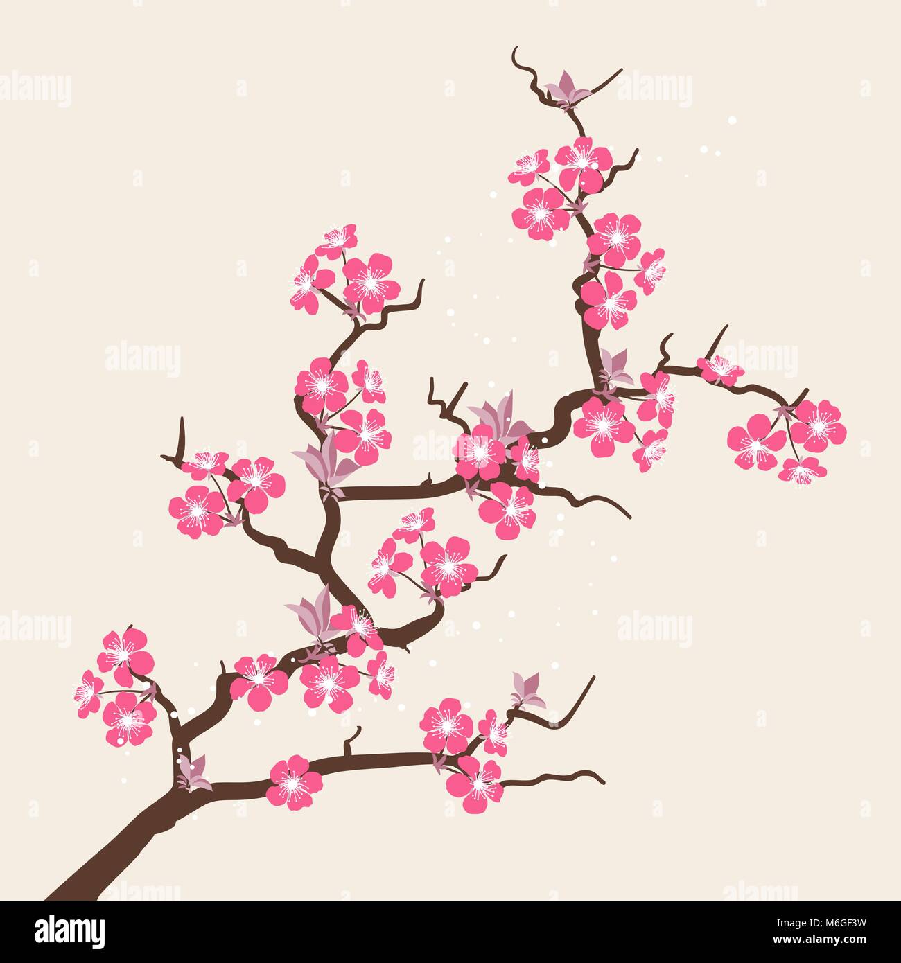 Scheda con stilizzata di fiori di ciliegio fiori Illustrazione Vettoriale