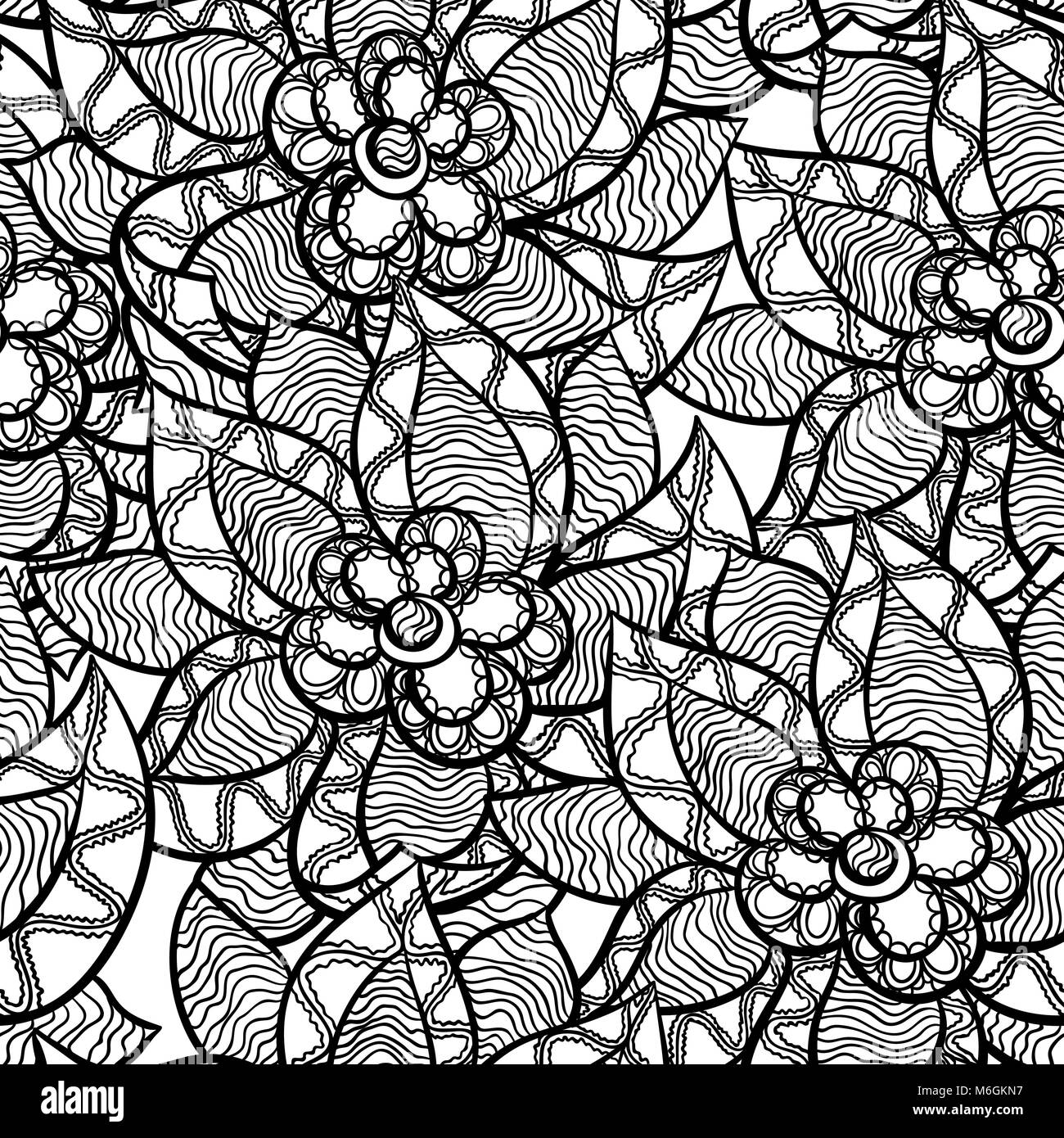 Floral seamless pattern con astratta disegnata a mano fiori Illustrazione Vettoriale