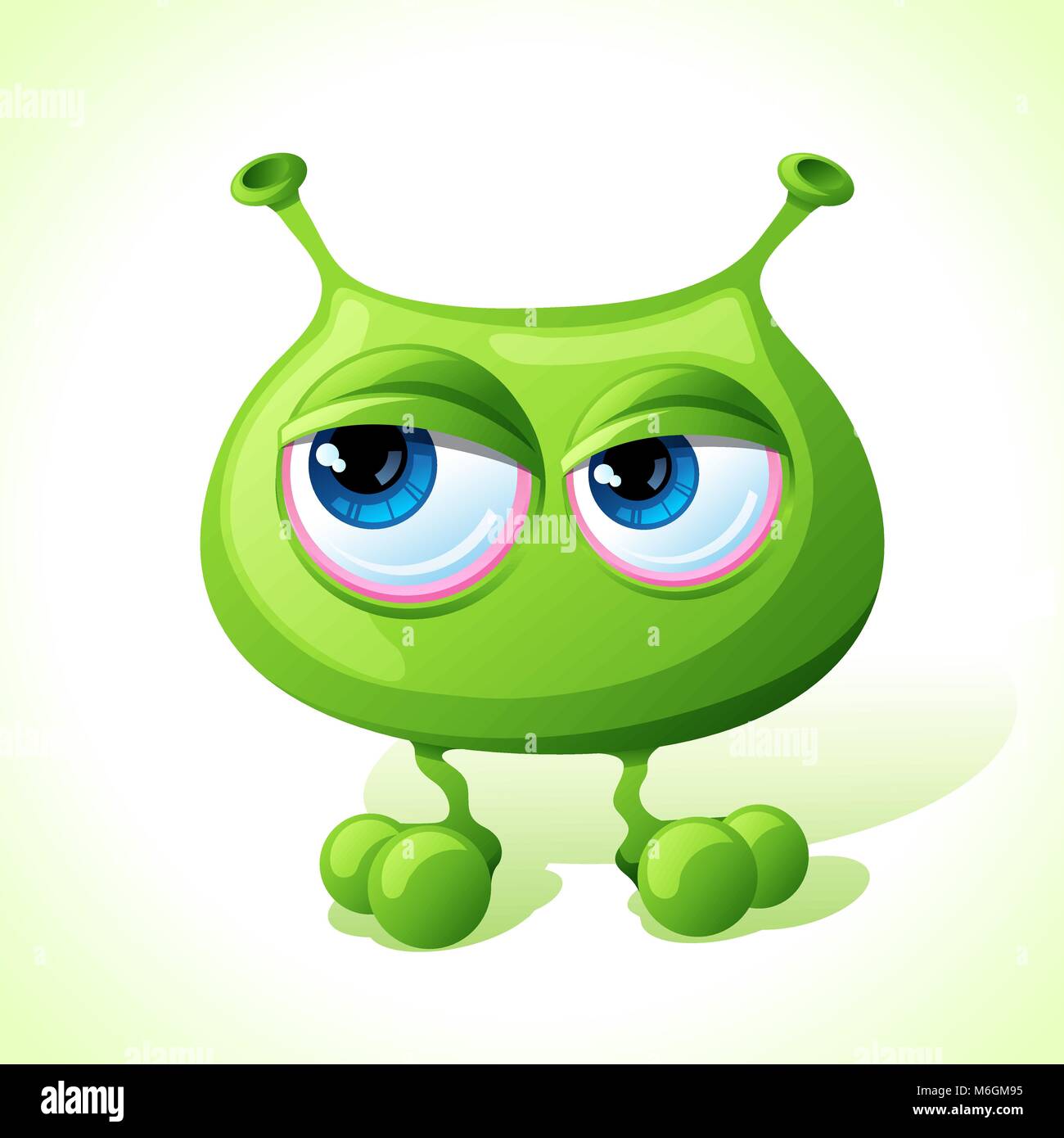 Vector carino mostro verde isolato su sfondo bianco Illustrazione Vettoriale