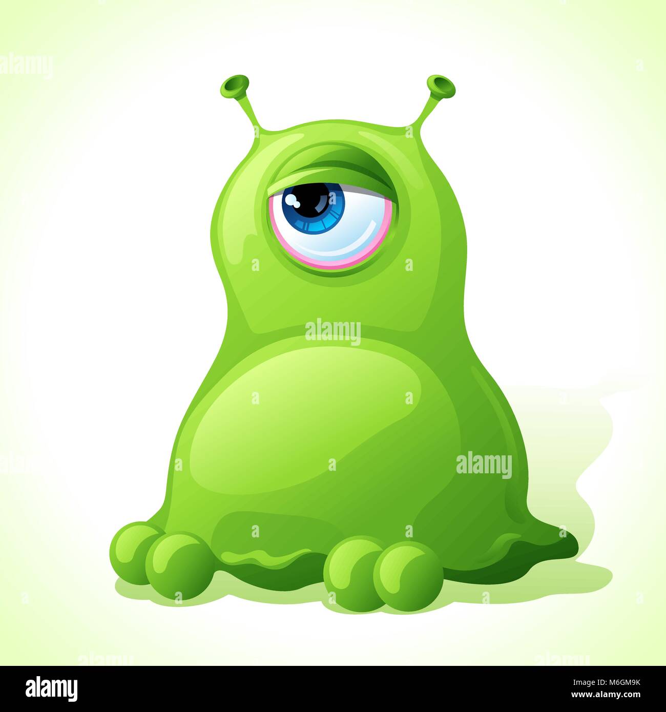 Vector carino mostro verde isolato su sfondo bianco Illustrazione Vettoriale