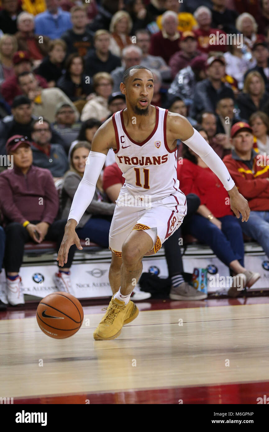 03 marzo 2018: USC Trojans guard Giordania McLaughlin (11) in una NCAA pallacanestro tra l'UCLA Bruins vs USC Trojans al Galen Center di Los Angeles, CA: Jordon Kelly/CSM(Jordon Kelly : © Cal Sport Media) Credito: Cal Sport Media/Alamy Live News Foto Stock