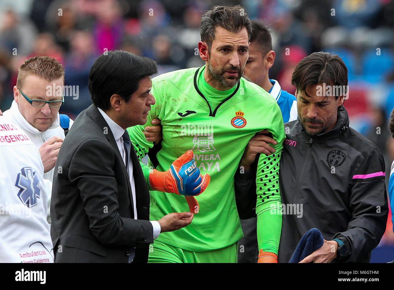 Valencia, Spagna. 04 Mar, 2018. Diego Lopez del RCD-Espa ol durante lo spagnolo La Liga match tra Levante UD vs RCD Espanyol a Ciutat de Valencia stadio su Marzo 04, 2018. Credito: Gtres Información más Comuniación on line, S.L./Alamy Live News Foto Stock Valencia, Spagna. 04 Mar, 2018. Diego Lopez del RCD-Espa ol durante lo spagnolo La Liga match tra Levante UD vs RCD Espanyol a Ciutat de Valencia stadio su Marzo 04, 2018. Credito: Gtres Información más Comuniación on line, S.L./Alamy Live News Foto Stock