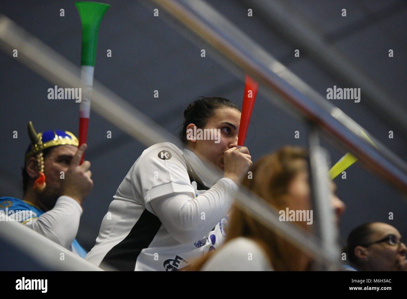 Bucarest, Romania - Marzo 04, 2018: pallamano match tra il CSM di Bucarest e Midtjylland nel girone principale di donna EHF Champions League 2017/18 in Sala Polivalenta, Bucarest, Romania. Credito: Alberto Grosescu/Alamy Live News Foto Stock