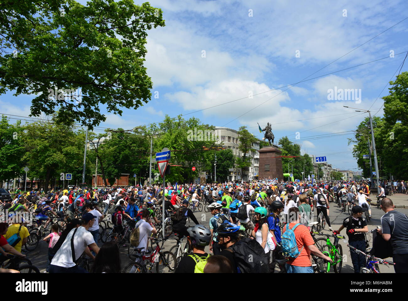 Per celebrare il giorno Сyclist, Kharkiv, Ucraina Foto Stock
