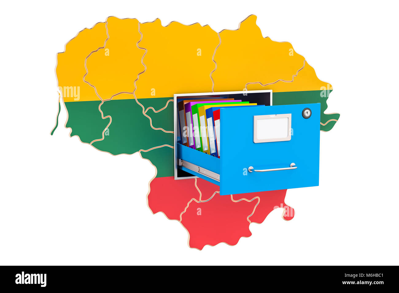 Nazionale Lituana concetto di database, rendering 3D isolati su sfondo bianco Foto Stock