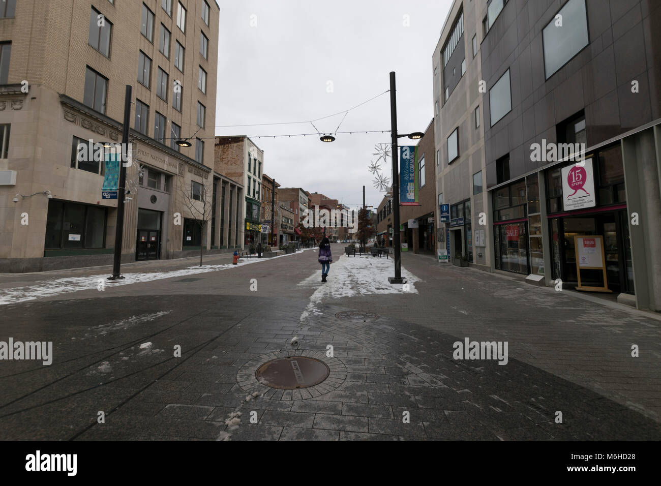 Downtown Ithaca Commons area, Ithaca NY Foto Stock