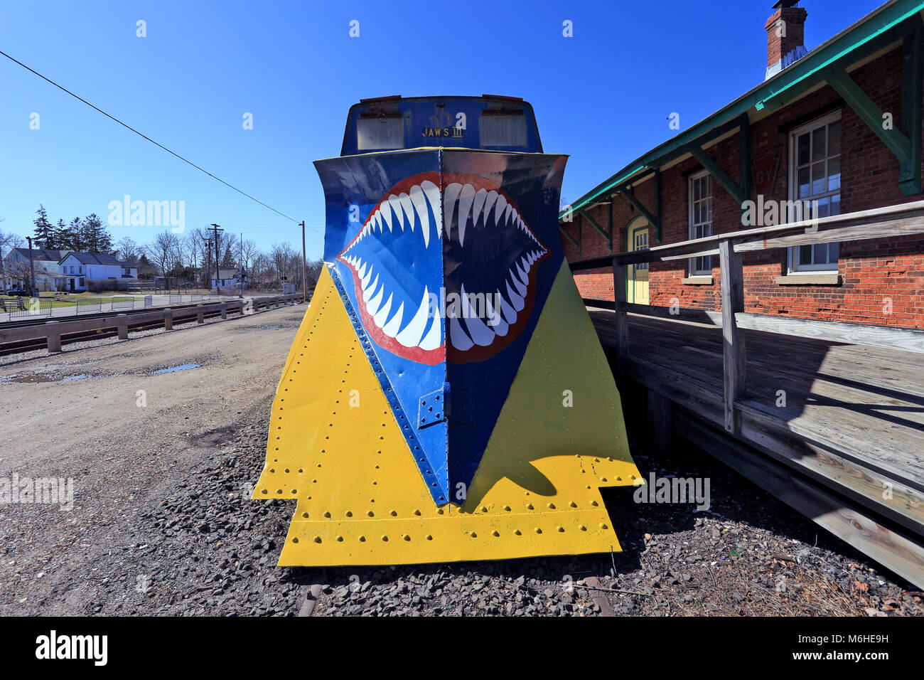 Vagone ferroviario utilizzato per la rimozione della neve Long Island New York Foto Stock